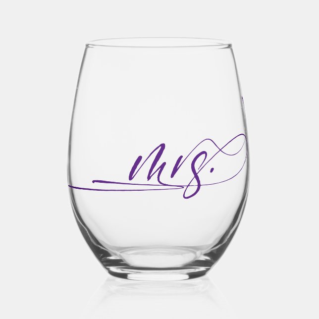 Vaso De Vino Moderna caligrafía manuscrita Sra. (Anverso)