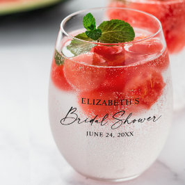 Vaso De Vino Moderna caligrafía Minimalista Tinta Bridal Shower