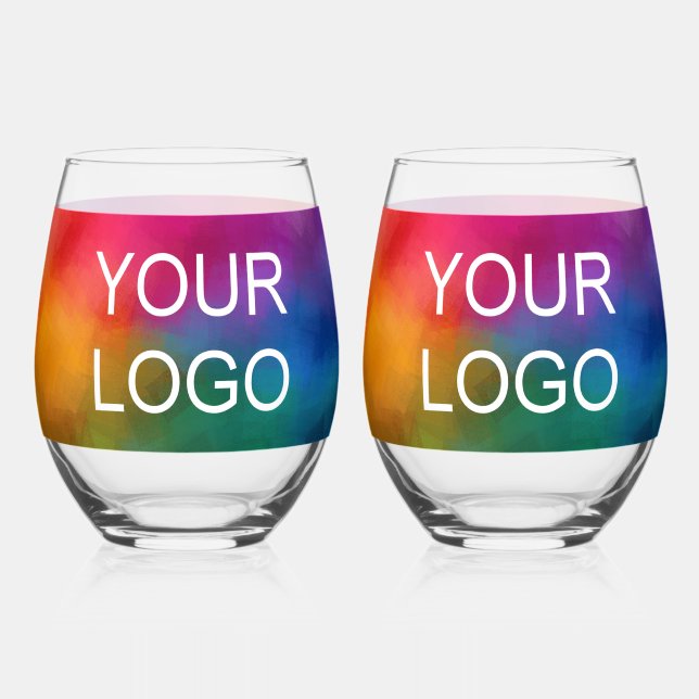Vaso De Vino Moderna y elegante plantilla de Personalizado logo (Anverso)