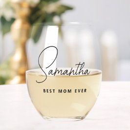 Vaso De Vino Moderna y simple mejor mamá personalizada