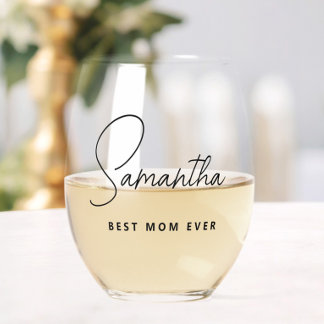 Vaso De Vino Moderna y simple mejor mamá personalizada