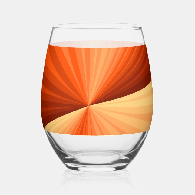 Vaso De Vino Moderno abstracto gráfico fractal de naranja rojo  (Anverso)