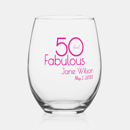 Vaso De Vino Moderno cincuenta y fabuloso Cumpleaños 50 Anivers