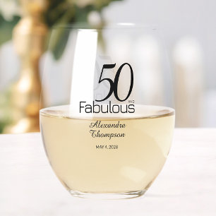 Vaso De Vino Moderno cincuenta y fabuloso negrita 50 doble cara
