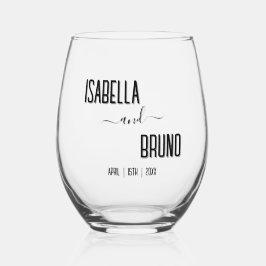 Vaso De Vino Moderno, elegante Boda de texto negro personalizad