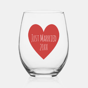 Vaso De Vino Moderno minimalista, solo el corazón rojo del año 