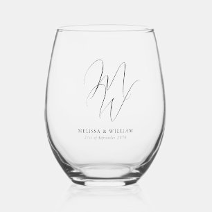 Vaso De Vino Moderno Monograma Elegante Boda de guiones