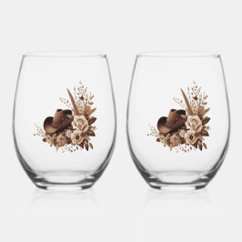 Vaso De Vino Moderno País Elegante Occidental- Floral