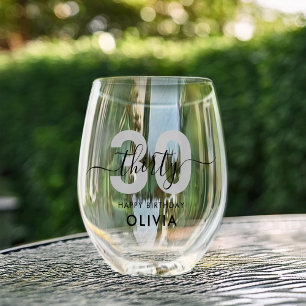 Vaso De Vino Moderno y elegante cumpleaños número 30