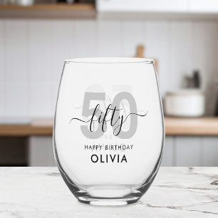 Vaso De Vino Moderno y elegante cumpleaños número 50