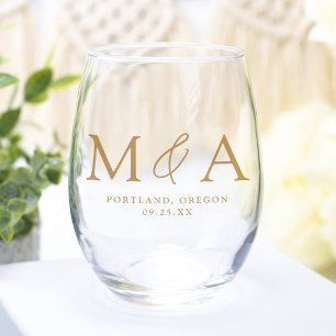 Vaso De Vino Moderno y elegante Favor de la Boda en Monograma d