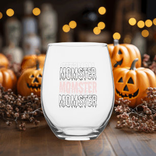 Vaso De Vino Momster Pink Halloween Cute Y Spookone