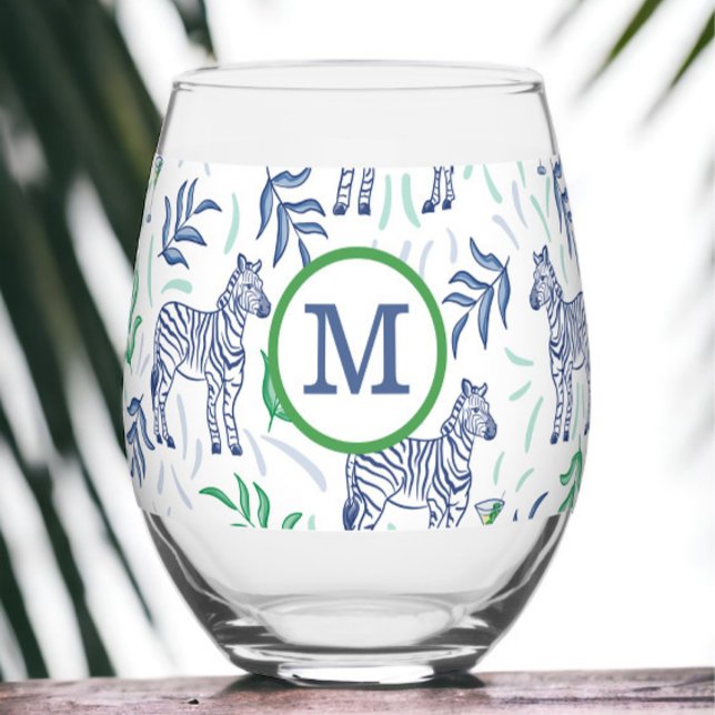 Vaso De Vino Monograma blanco de cebra martinis de la marina de (Subido por el creador)