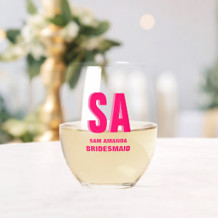 Vaso De Vino Monograma de doble sombra personalizada