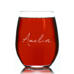 Vaso De Vino Monograma de escritura blanca caligrafía estilizad