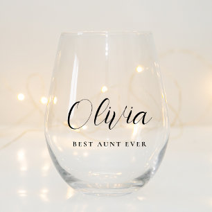 Vaso De Vino Monograma de escritura de tía personalizada