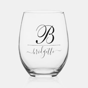 Vaso De Vino Monograma de escritura Minimalista moderna de moda