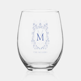 Vaso De Vino monograma de escudo azul