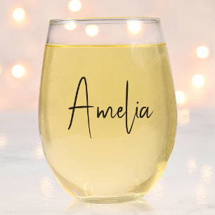 Vaso De Vino Monograma de guión de caligrafía de moda