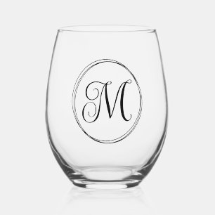Vaso De Vino Monograma de guión redondeado