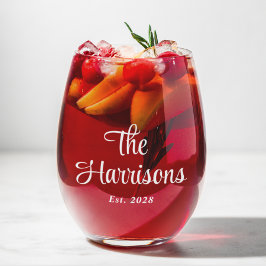 Vaso De Vino Monograma de la familia de guiones blancos de esti