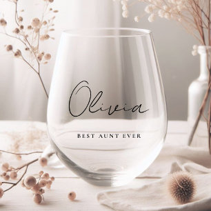 Vaso De Vino Monograma de la mejor tía de todos los tiempos