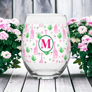 Vaso De Vino Monograma de las jirafas de los cosmopolitas
