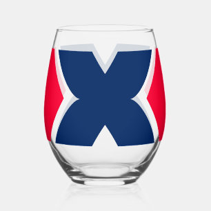 Vaso De Vino Monograma de letra X roja y azul