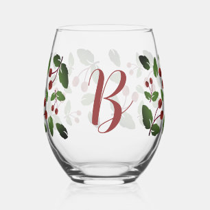 Vaso De Vino Monograma de maíces de otoño y robles