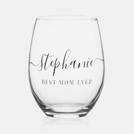 Vaso De Vino Monograma de mejor escritura de mamá de todos los 
