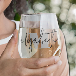 Vaso De Vino Monograma de nombre escrito a mano