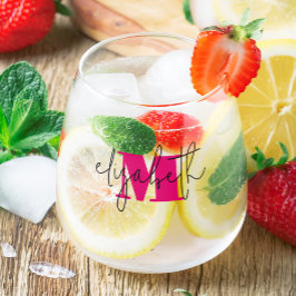 Vaso De Vino Monograma de nombres con guiones de mano