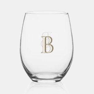 Vaso De Vino Monograma de oro simple 