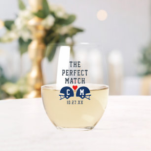 Vaso De Vino Monograma del Boda de partidos perfecto