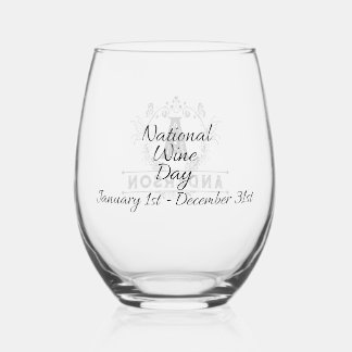 Vaso De Vino Monograma del Día Nacional del Vino