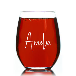 Vaso De Vino Monograma del guión blanco de la moda