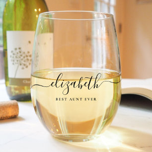 Vaso De Vino Monograma del guión de la mejor tía