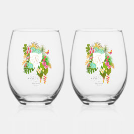 Vaso De Vino Monograma del jardín tropical