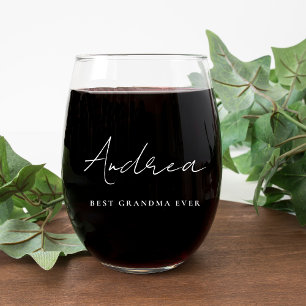 Vaso De Vino Monograma del mejor guión blanco de la abuela