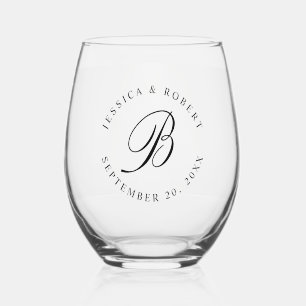Vaso De Vino Monograma Dirección inicial o Boda