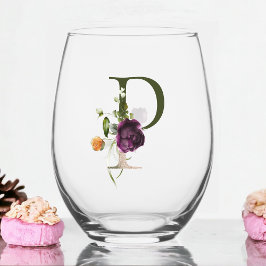 Vaso De Vino Monograma femenino inicial La letra P