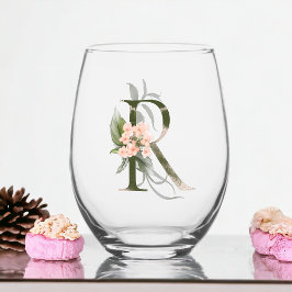 Vaso De Vino Monograma femenino inicial La letra R