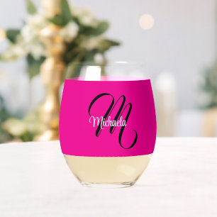 Vaso De Vino Monograma inicial de nombre moderno minimalista ro