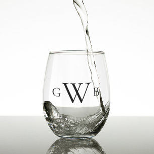 Vaso De Vino Monograma inicial Personalizado clásico personaliz