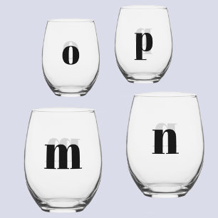 Vaso De Vino Monograma moderno simple personalizado inicial