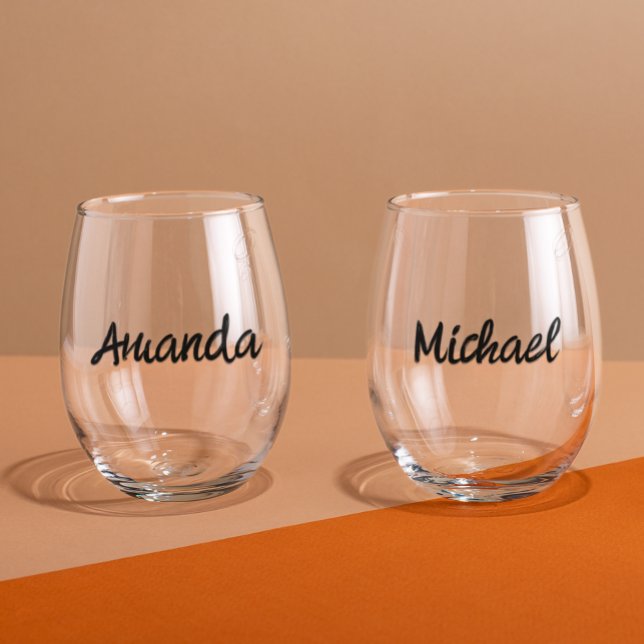 Vaso De Vino Monograma Nombre Parejas Personalizadas (Subido por el creador)