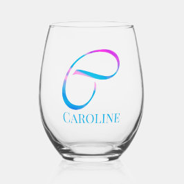 Vaso De Vino Monograma personalizado "C" Nombre Resumen Primave