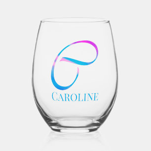 Vaso De Vino Monograma personalizado "C" Nombre Resumen Primave