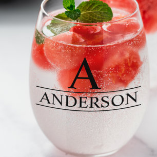 Vaso De Vino Monograma Personalizado Clásico