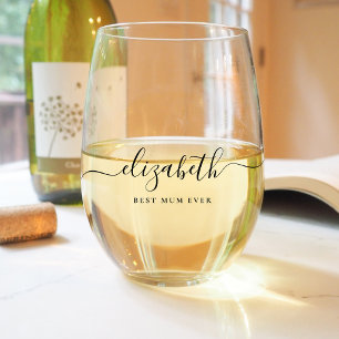 Vaso De Vino Monograma personalizado de mejor Mamá de guión de